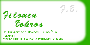 filomen bokros business card